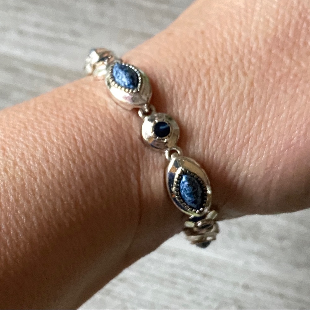 Silver Toned and Blue‎ Stoned Bracelet